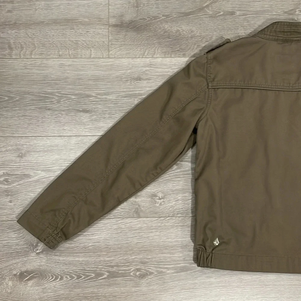 NWOT Volcom Women's Frochickie 2 Lovin Phoebe Brown Zip Up Canvas Moto Jacket XL - Picture 14 of 16